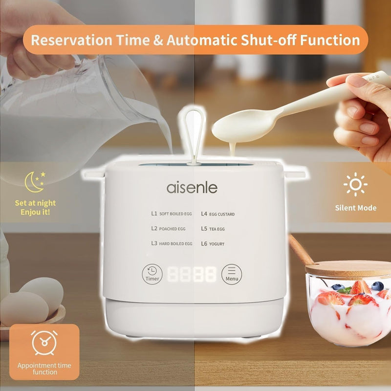 Automatic Rapid Egg Steamer, 6 in 1 Egg Cooker for Hard Boiled Eggs, Electric Egg Boiler with Auto Shut Off & Beep Alarm, Smart Egg Maker Soft Boiled, Egg Custard, Tea Egg, Yogurt, Hot Spring Egg