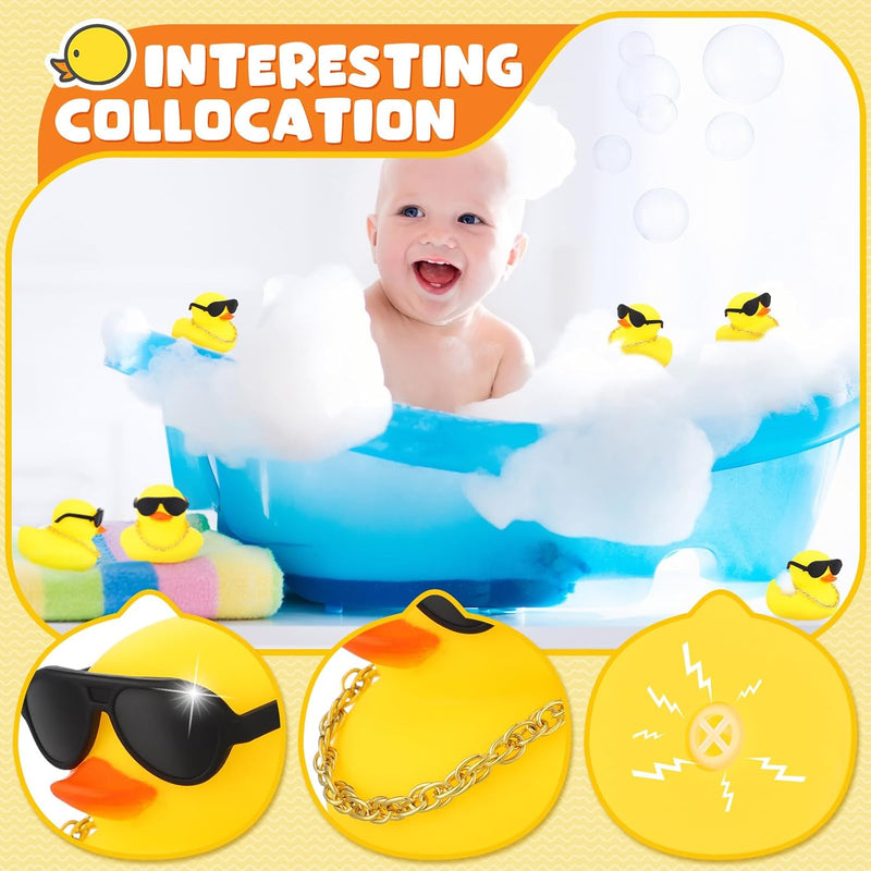 36 Pcs Mini Rubber Ducks Glow in The Dark Rubber Frogs Baby Shower Tiny Rubber Ducks Bulk, Float Bath Toys Bathtub Duckies Mini Frogs for Shower Birthday Party Favors Carnival Gift (Hat Style)