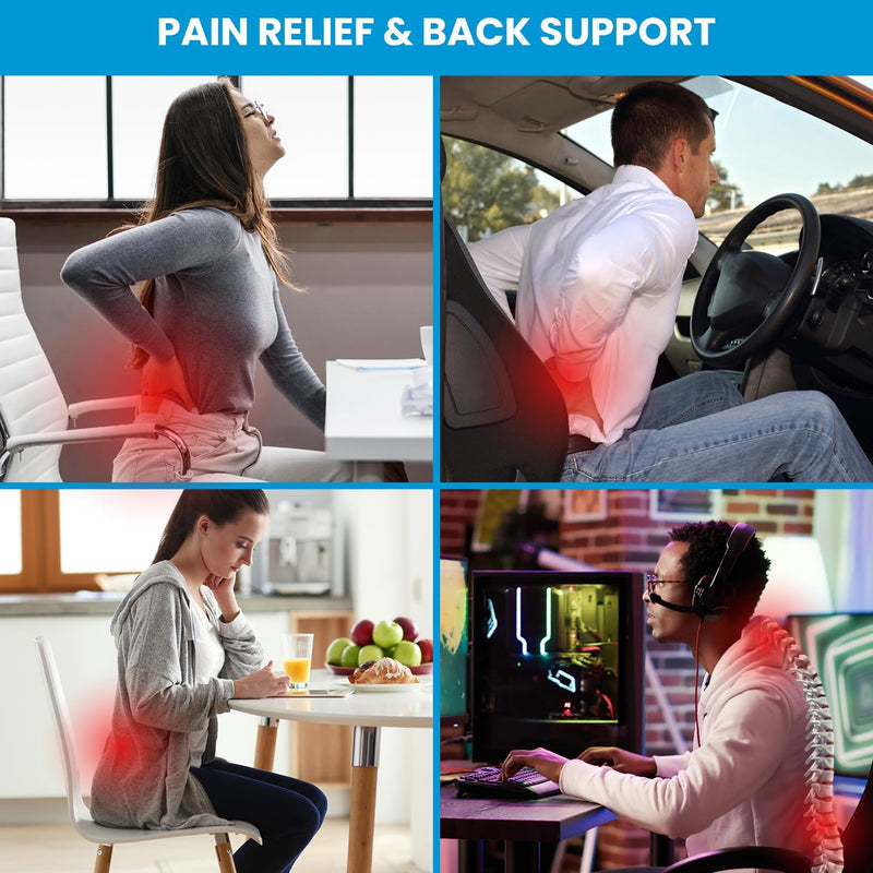 Lumbar Support Pillow for Office Chair Memory Foam Back Cushion for Back Pain Relief Improve Posture Large Back Pillow for Car, Computer Chair, Recliner Breathable Mesh Cover Double Adjustable Straps - Lumbar Pillow/Black 3D Mesh