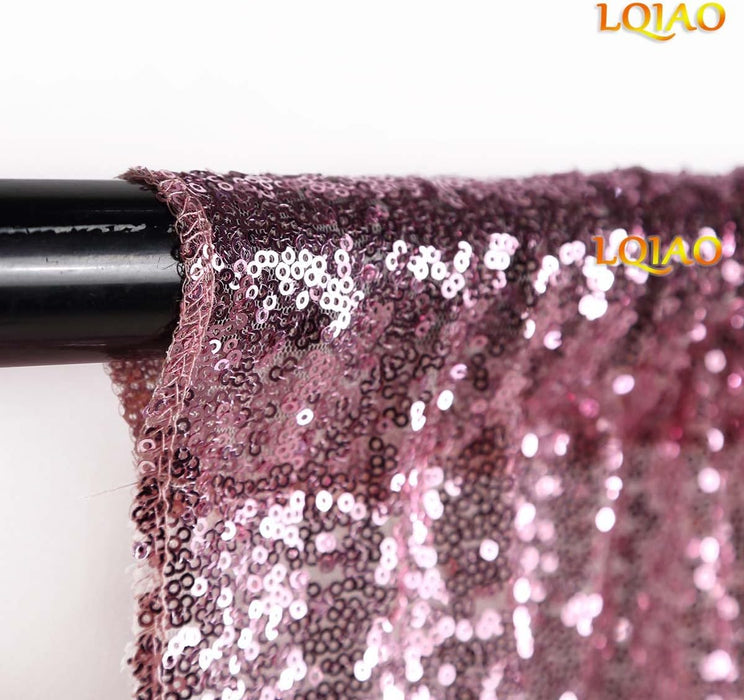 LQIAO 2 Panels Light Gold Sequin Backdrop Glitter Fabric for Wedding Birthday Parties Shimmer Wall-2x8ft
