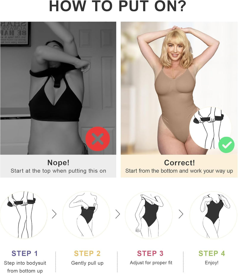 SHAPERX Bodysuit for Women Tummy Control Shapewear Seamless Sculpting Thong Body Shaper Tank Top