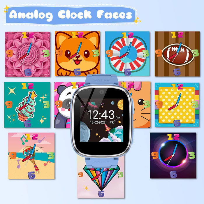 Kids Smart Watch Girls Boys - Smart Watch for Kids Game Watch Gifts for 4-12 Years Old with 15 Games Camera Alarm Video Music Player Pedometer Flashlight Birthday Gift Toys for Boys Girls (Blue)