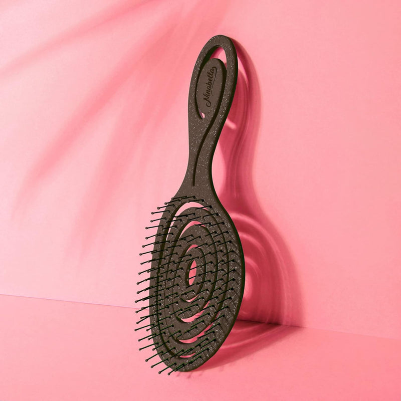Ninabella Organic Detangling Hair Brush for Women, Men & Children - Does not Pull on Hair - Hair Straightening Brushes for Straight, Curly & Wet Hair - Unique Spiral Hairbrush, Rose Gold