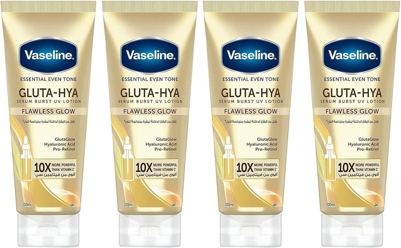 Essential Even Tone Flawless Glow Gluta-Hya Serum Burst UV Lotion Value Pack, 2 x 200 ml - 200ml, Pack of 4