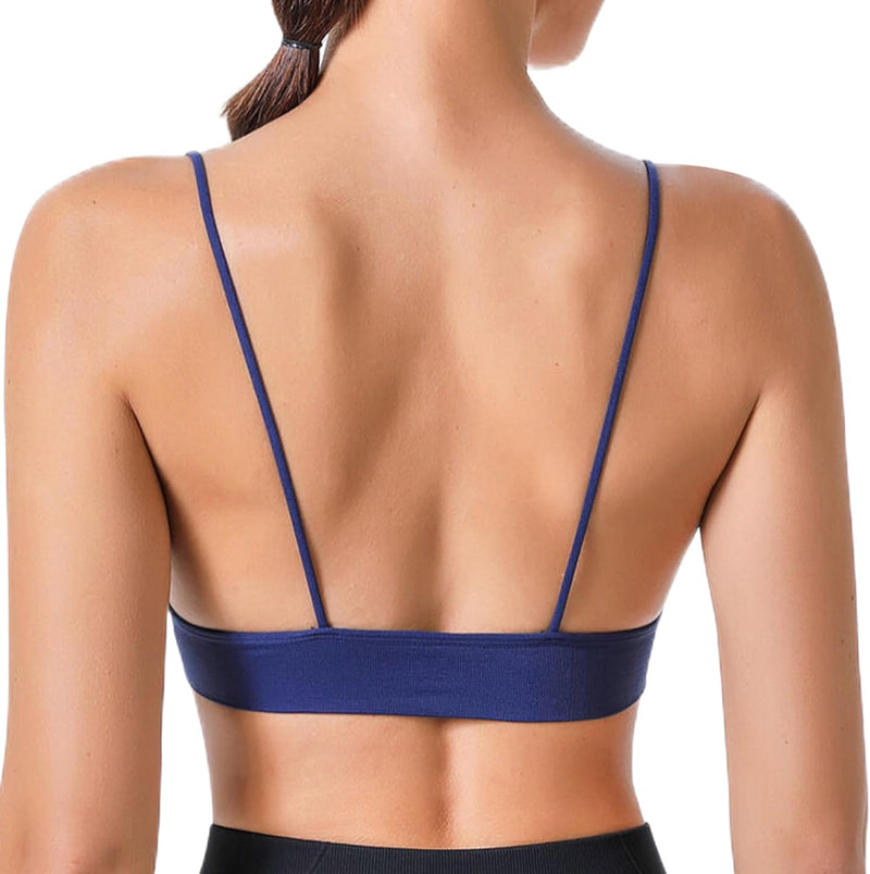 Dress Cici Women'S V Neck Triangle Strappy Sport Bra With Strappy Shoulder Strap