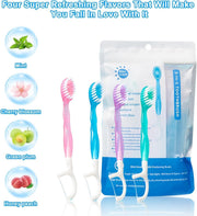 SKY-TOUCH 5 in 1 Toothbrush & Floss, 26Pcs mini toothbrushes with Toothpaste, All in one Oral Care on The go, 5 in 1 mini Brush, Toothpaste and Floss, Disposable Travel Toothbrush Set