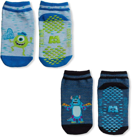 Tiny Soles Disney Character Pattern Toddler Low Rise No-Slip Grip Socks 2 Pack - MONSTERS UNV