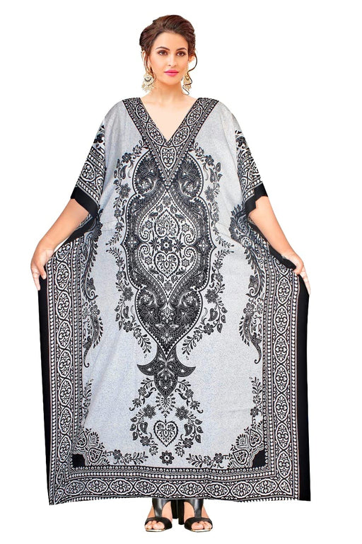 Women’s Long Floral Printed Caftan Maxi Tunic For Beach House Casual Wear