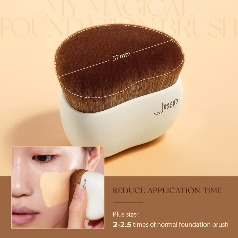Jessup Makeup Brush Foundation Brush with Makeup Sponge 1pc Kabuki Brush for Liquid, Cream or Flawless Powder Cosmetics Face Boby Brush, T882