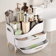 Makeup Organizer with Drawers,Skincare Organizer for Vanity,Storage Box with Handle,Large Cosmetic Display case for Dresser, Bathroom Countertop - White