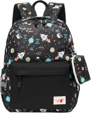 Preschool Kindergarten Backpack, Little Kid Backpacks for Boys and Girls with Chest Strap - Black Rocket