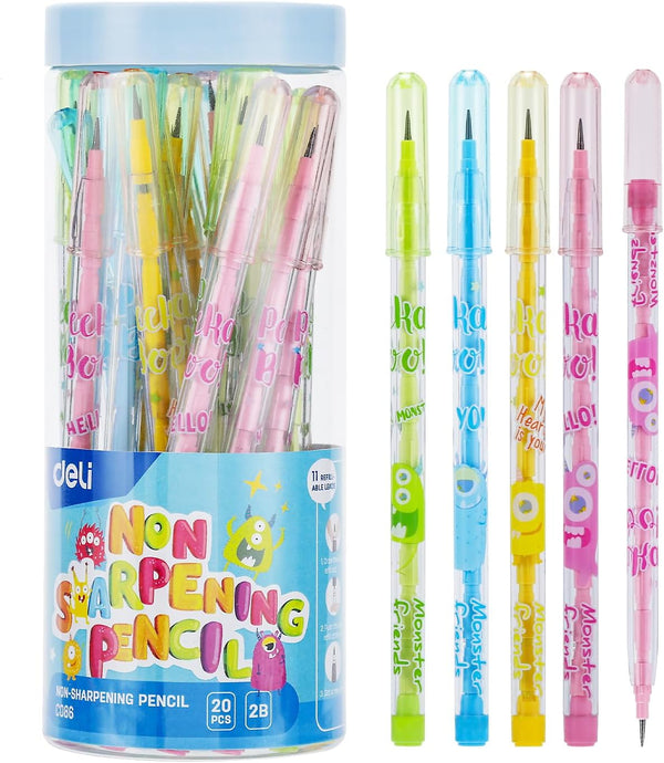 Graphite Pencil 2B Non-Sharpening 20 pcs Assorted Color