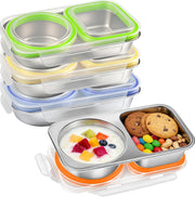 Stainless Steel Snack Containers, 4-Compartment Bento Box with Airtight Lids, Reusable Leakproof Meal Prep Lunch Box for Travel, Picnics, Work, and Food Storage