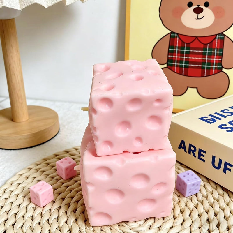 SLEEPHEAD 2Pcs Pink+Yellow Cheese Squishy 7cm, Cheese Squeeze Block, Cheese Squishy Slow Rising Foam Stress Relief Squeeze, Soft Novelty Rising Sensory Cheese Stress & Anxiety Relief Fidget Toys