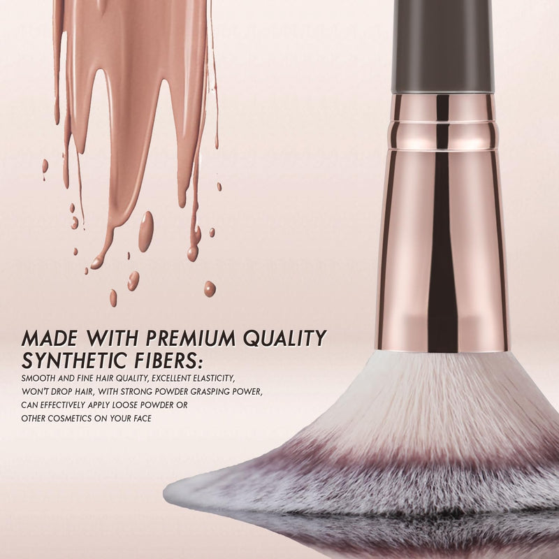 KINGMAS, Foundation Brush Double Ended Angled Round Contour Brush Powder Liquid Cream Concealer Blush Brush (Brown)