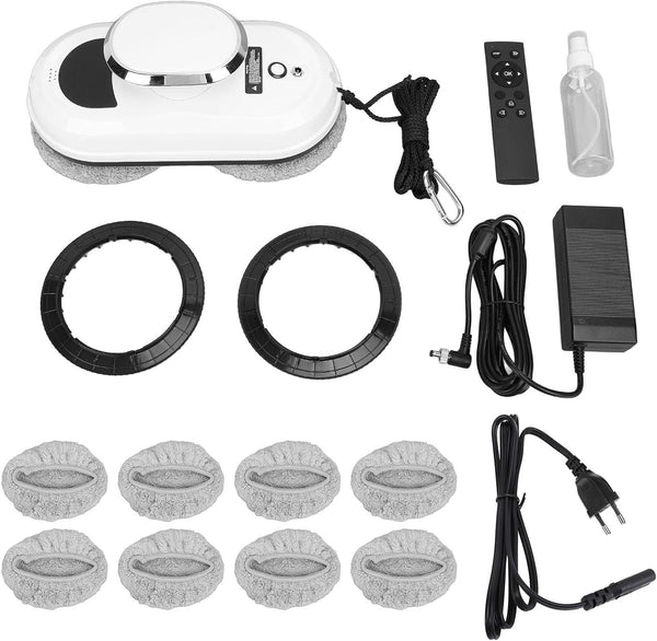 AI Window Cleaning Robot with 5600Pa Suction Dual Spiral Heads, 3 Smart Modes, UPS Safety System, Remote Control for High-Rise & Large Windows (6x4m) - 31*25*16cm