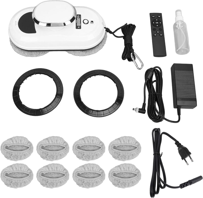 AI Window Cleaning Robot with 5600Pa Suction Dual Spiral Heads, 3 Smart Modes, UPS Safety System, Remote Control for High-Rise & Large Windows (6x4m) - 31*25*16cm