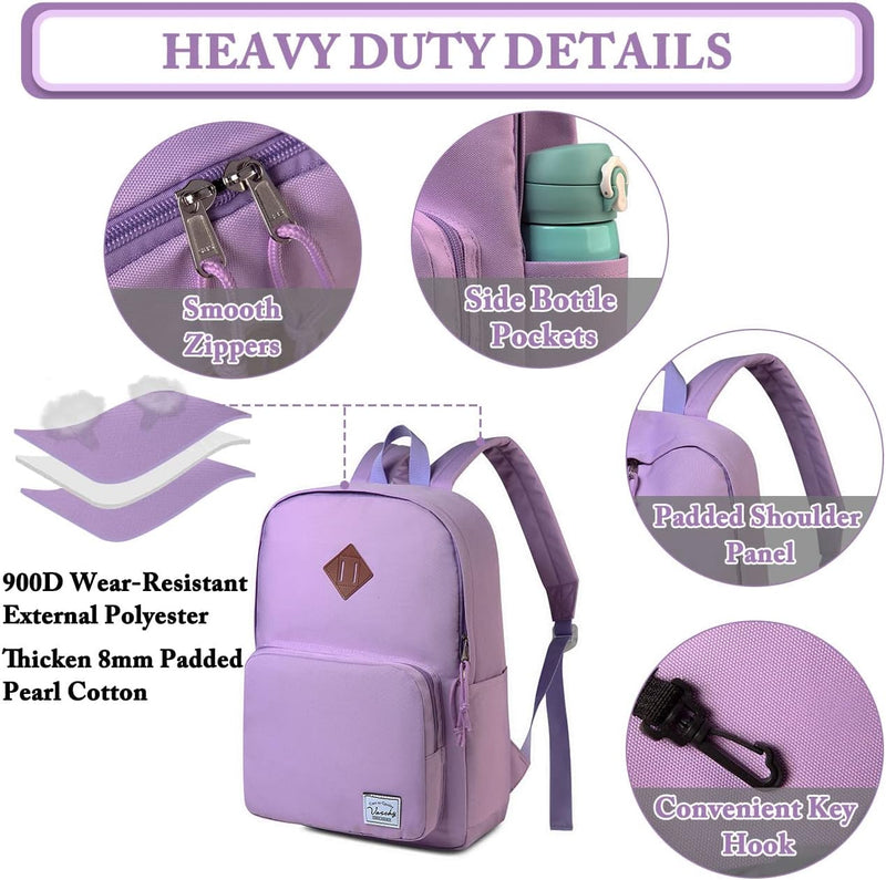 VASCHY Backpack for Women Men, Ultra Lightweight School Bag for Kids Teen Boys Girls, Casual Daypack Work, Travel