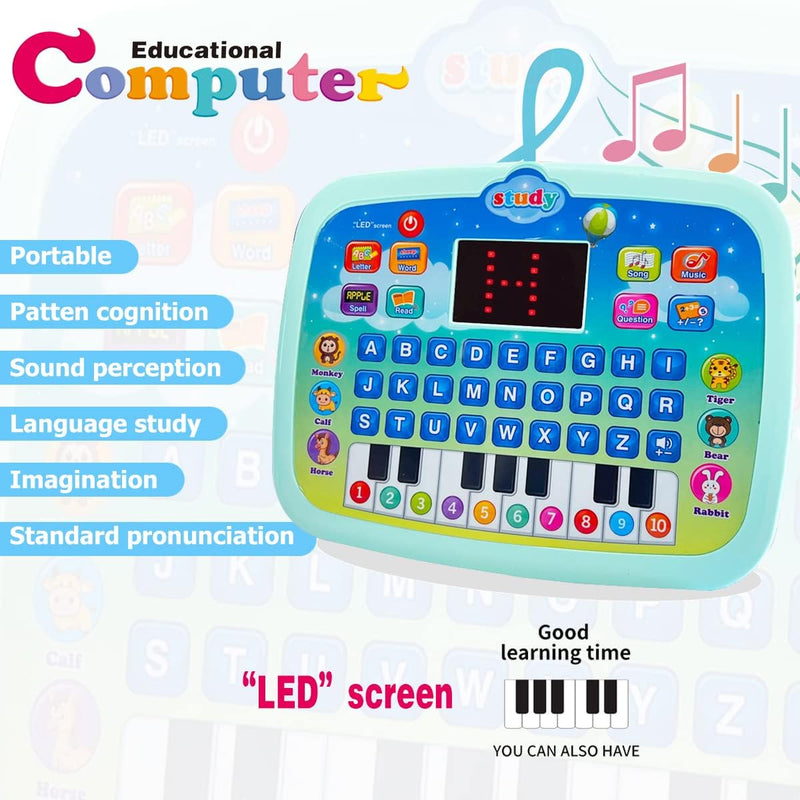 Wenbeier Kids Tablet/Toddler Learning Pad with LED Screen Teach Alphabet, Numbers, Word, Music, Math, Early Development Interactive Electronic Toy for Boys & Girls 3 Years+