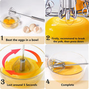 MARKQ Semi-Automatic Egg Whisk, 14 Inch Stainless Steel Handheld Whisk For Home Blending, Milk frother, Whisking, Egg Beating, Stirring, Hand Push Rotary - Large