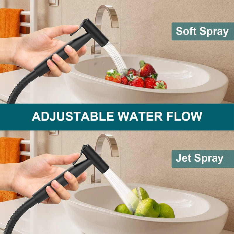 Pugrwei 【New Version】Handheld Bidet Sprayer for Toilet, Premium Stainless Steel Bathroom Bidet Sprayer Set, (Stainless Steel) (Brushed) (Control Value)