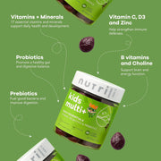 Kids Multivitamin+ Probiotics Sugar Free Gummies (1 Month) 17 Essential Vitamins & Minerals & Prebiotics Immunity, Energy, Digestion & Development