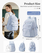 WEPOET Backpack Women Men School Backpack Large with Many Compartments Waterproof Backpack Lightweight for School Backpack Teenager Daypacks Backpack for Boys Girls, A4 blue, Rucksack Backpacks