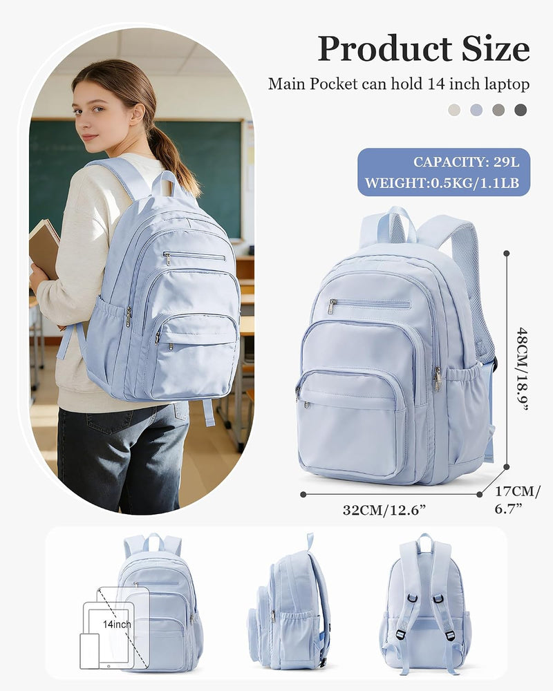 WEPOET Backpack Women Men School Backpack Large with Many Compartments Waterproof Backpack Lightweight for School Backpack Teenager Daypacks Backpack for Boys Girls, A4 blue, Rucksack Backpacks