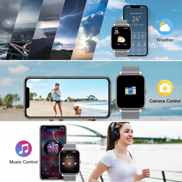 Smart Watch for Women Fitness Tracker: Gold Smart Watches for Women Digital Mens watches Make/Answer Call Waterproof Running Smartwatch Android Phone iPhone Samsung Compatible Heart Rate Monitor