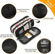 Mnsruu Cherries Leaves Pencil Case Large Capacity Pen Pouch Makeup Bag with 3 Compartments Pen Holder Organizer Stationery Bag for Girls Womens