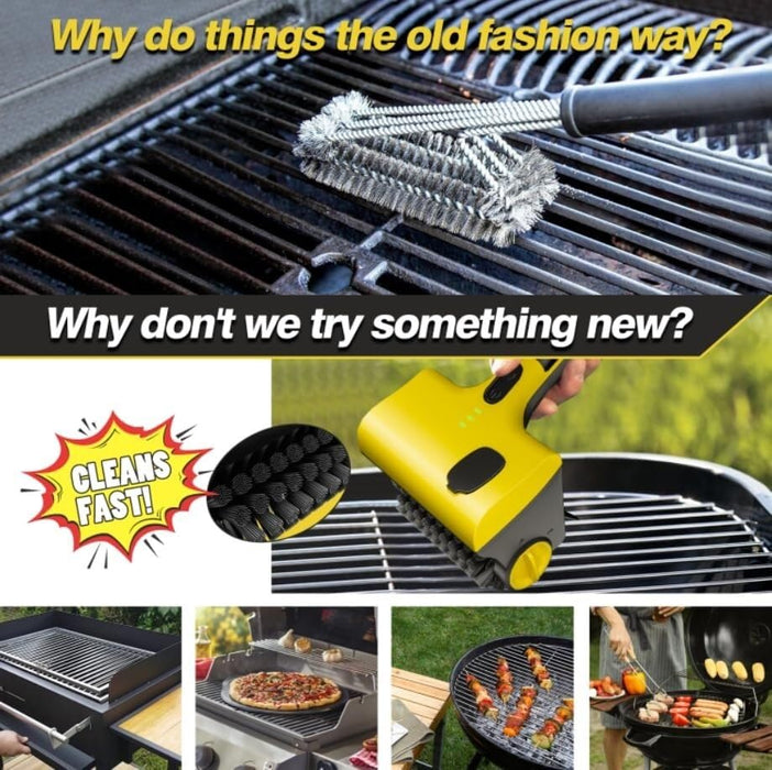 2 in 1 Cordless Grill Brush, Electric Grill Brush with 2 Speed Adjustable, 360° Rotating Cleaner Brush Head, Sprayable Rechargeable Grill Cleaning Scrub Brush for BBQ, Bathroom, Kitchen