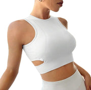 Sports Bra Seamless Crop Top Yoga High Neck Tops Running Gym Sportswear Fitness Full Cup Padded for Women…