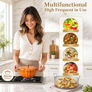 Stockpot with Lid, Enameled Cast Iron Dutch Oven, 1.5L Pot with Lid Two Handles, 16cm Heavy-Duty Cookware for Braising, Stews, Roasting, Bread Baking, Orange pumpkin