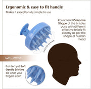 KLOY Round Hair Scalp Manual Massager Shampoo Hair Brush, Super Soft Bristles for Exfoliating, Anti-Dandruff (Blue)