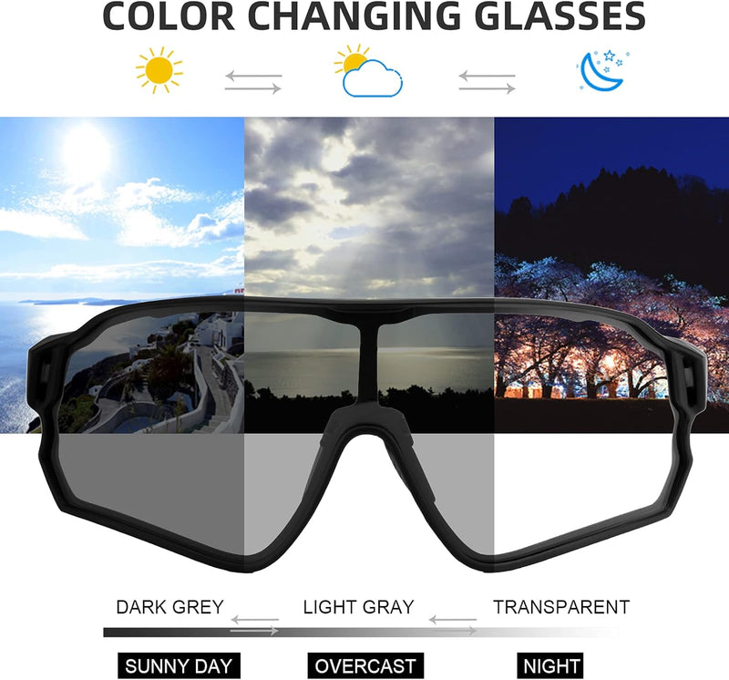 ROCKBROS Photochromic Sunglasses for Men Cycling Sunglasses Sports Bike Glasses