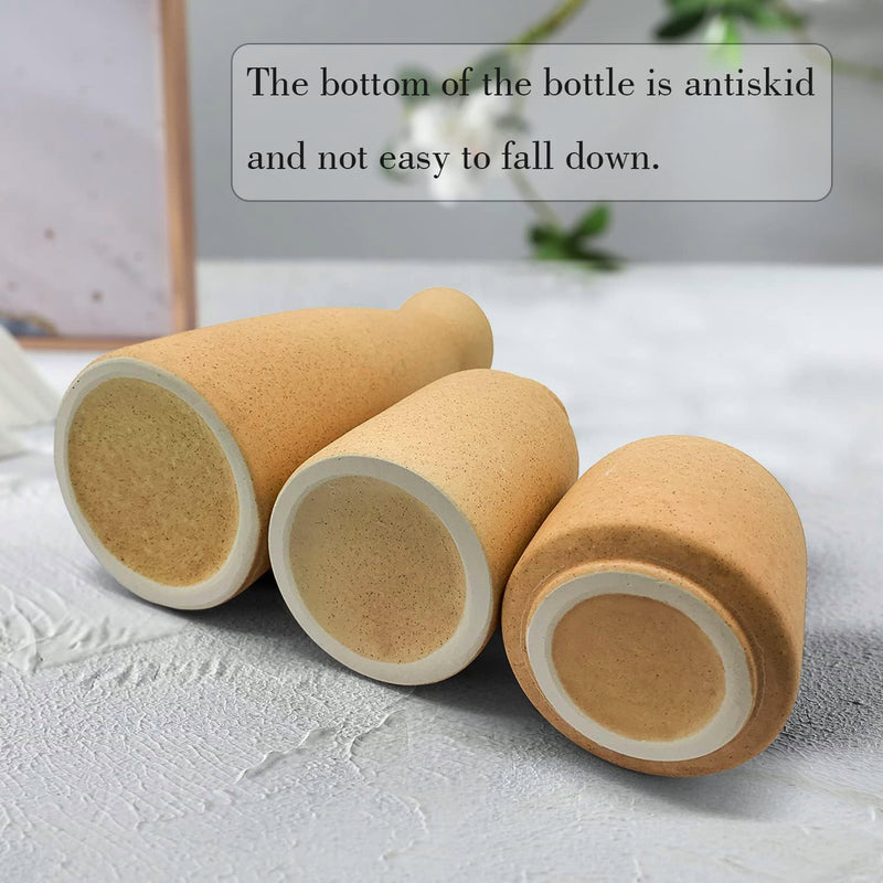 Heifgott Beige Ceramic vase Set-3 Small Flower vases for Decor,Modern Home Decor, Vases for Decor,Pampas Grass Vase,Dried Flowers Vases,Living Room,Table Shelf, Centerpieces Decoration