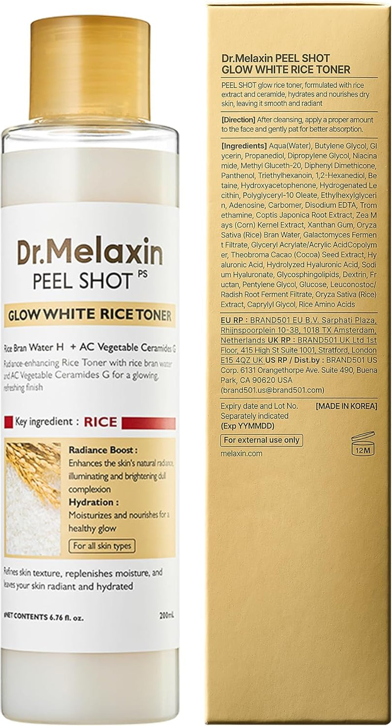 Peel Shot Glow Rice Toner 200ml hydrated Skin Cleansing Skin Korean Skin Care