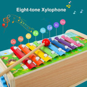 AM ANNA 7 in 1 Hammering Pounding Toys, Wooden Montessori Educational Fishing Game Xylophone Toys for 1 2 3 Year Old, Baby Sensory Developmental Fine Motor Skills Toddler Activities Age 1-4 Gifts
