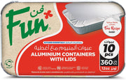 Fun Aluminium Containers with Lids 800Cc (Pack of 10) Leakproof Food Storage Containers, Durable for Meal Prep, Lunch, Takeout & Kitchen Use - 360 CC