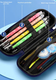 Pencil Case for Kids Boys, Astronaut Large Capacity Waterproof Pencil Box with Compartments, Cute Pen Pouch for Kindergarten and School (Black)