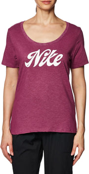 Women's Dri Fit Script T-Shirt - ROSEWOOD/PURE PLATINUM/HTR/(WHITE)