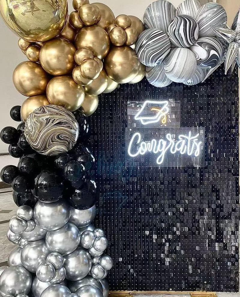 FlavorThings Easy Setup 24 Panels Light Gold Sequin Shimmer Wall Backdrop Panels for Party Decor for Wedding, Anniversary, Birthday, Engagement and Bachelorette Party (Light Gold, 24)