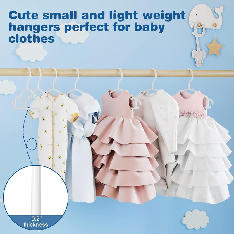 Benting 60PCS White Baby Nursery Wardrobe Hanger, Non-Slip Laundry Baby Pants Hanger for Newborn Clothes Gift, Ultra Thin Children's Hanger for Girls Boys Toddlers Kids