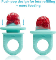 Push Pop Feeder, Baby Fruit Feeder, Baby Fruit Food Feeder to Safely Introduce New Foods, Fresh + Frozen Food Silicone Feeder for Babies, BPA Free, Dishwasher Safe - Vibrant Teal
