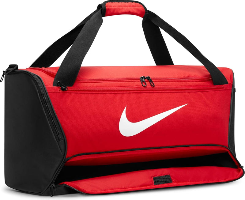Nike Brasilia Medium Duffle 9.5 60L Duffel Bags For Unisex University Red/Black/(White) 1Size