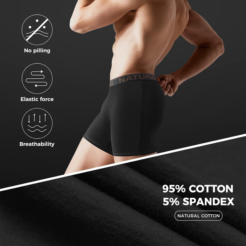 Natural Feelings Mens Boxer Shorts Soft Cotton Men Pack Breathable Mens Underwear Boxer Briefs
