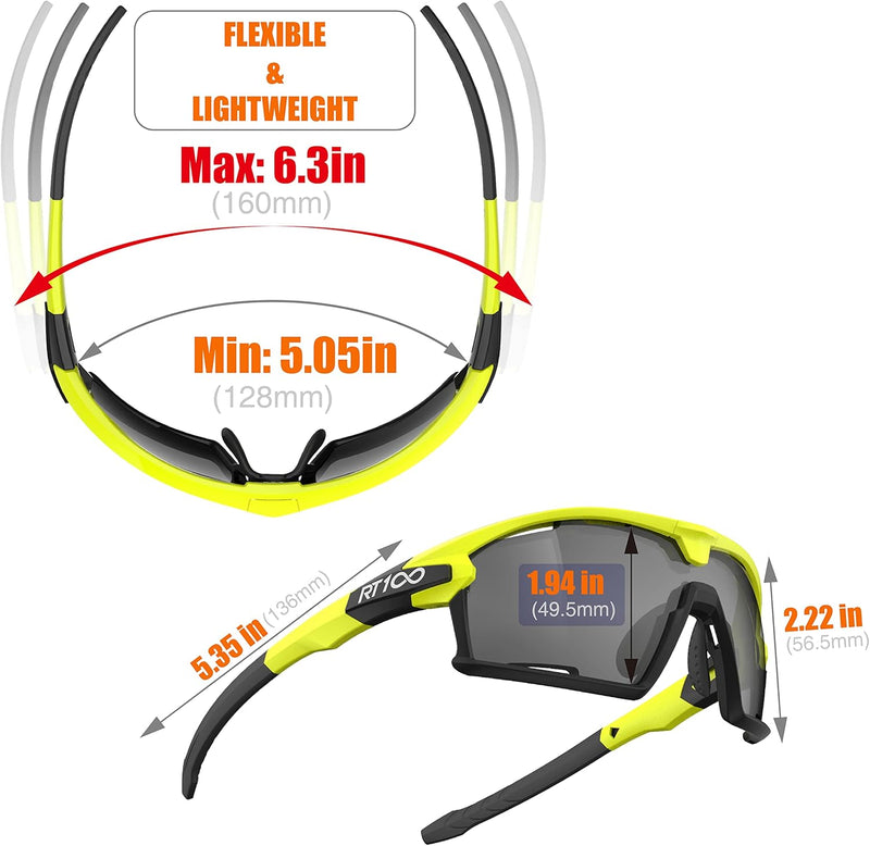 RT100 RIDE YOUR WAY Professional wrap around Frameless Cycling Sunglasses for Men and Women