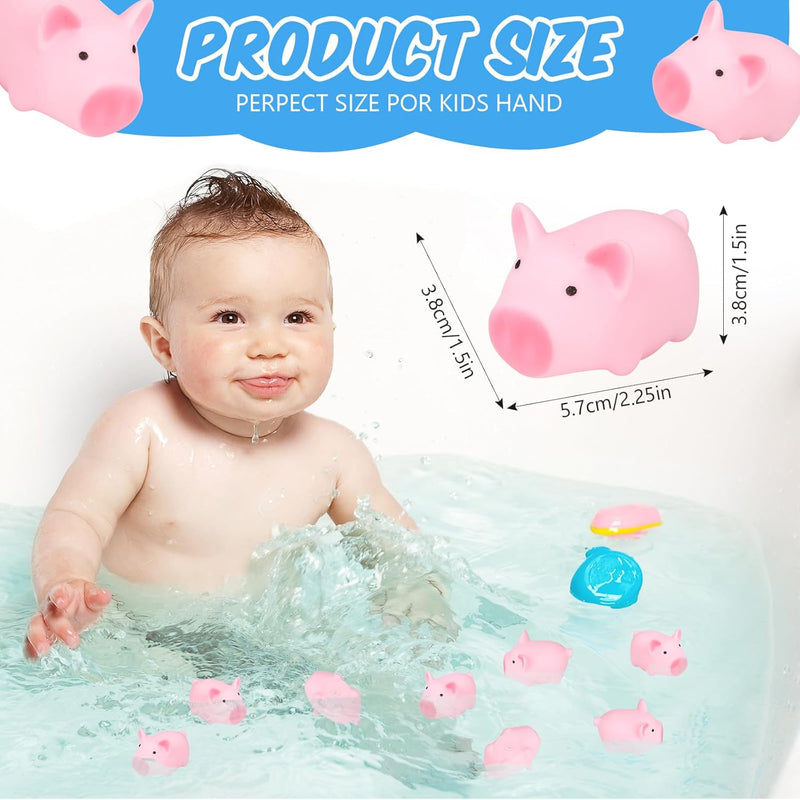 kymqlyw 100 Pcs Rubber Pig Bath Toy Bulk Mini Pig Toys Float and Squeak Pig Toy Pink Piggy Bathtub Toys for Baby Shower Halloween Christmas Birthday Party Supplies (2x1.4x1.4)