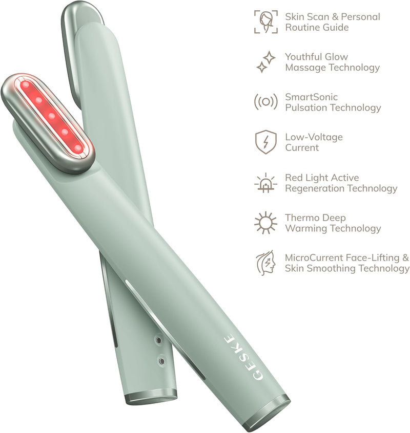 GESKE Skin Firming Wand 7 in 1 Anti-Aging Device MicroCurrent Face-Lift Skincare Tool Remove Wrinkles for Firm & Youthful Skin Advanced Facial Firmer Red LED Technology Rotatable head