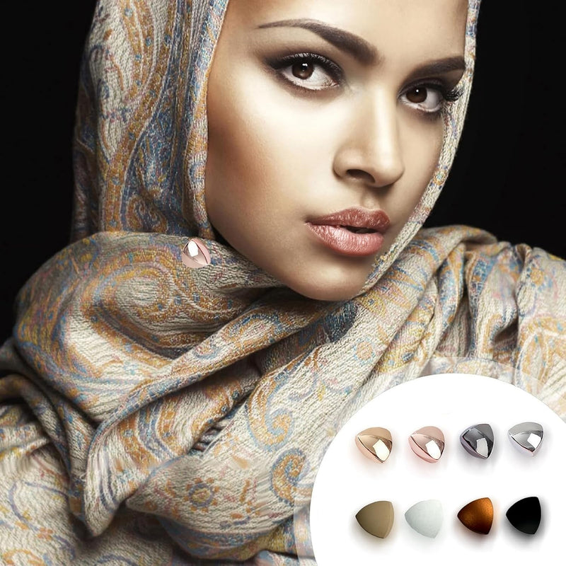Magnetic Hijab Pins - Multi-Use Electroplating Painting Process, Strongest Commercial Strength Clips for Women Scarf, Mix Color 8pcs